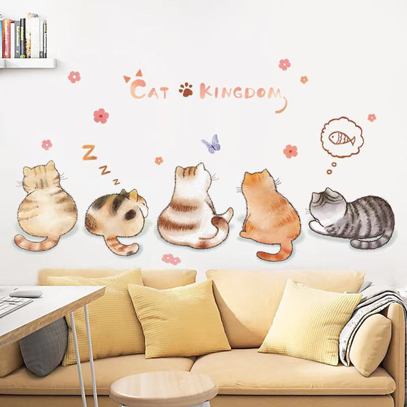 早割シーズン券 ウォールステッカー 壁 DIY 癒す 可愛い 愛猫 ネコちゃん S574 WallStickers&Murals