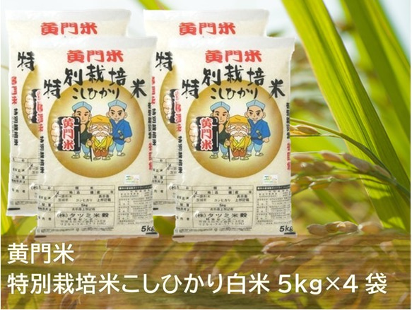【 黄門米 特別栽培米 】こしひかり白米 5kg×4袋 1枚目の画像