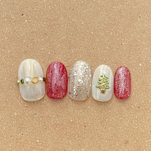 ネイルチップ/クリスマスネイル/冬/クリスマス/クリスマスツリー