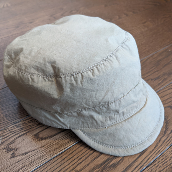 ワークキャップ（帽子） リバーシブル イエロー✕ベージュ レディース、メンズ、キッズ 7枚目の画像