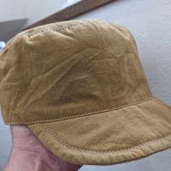 ワークキャップ（帽子） リバーシブル イエロー✕ベージュ レディース、メンズ、キッズ 8枚目の画像