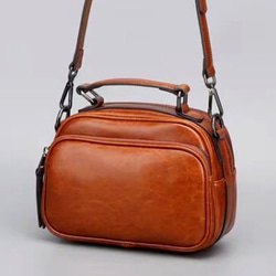 本革】シンプルな英国風ショルダーバッグ ブラウン【レディース