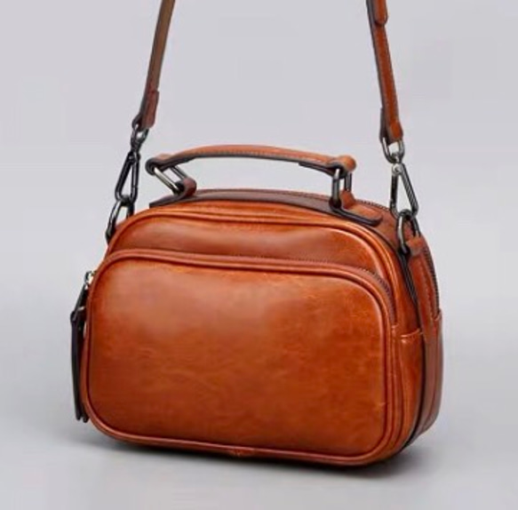 本革】シンプルな英国風ショルダーバッグ ブラウン【レディース