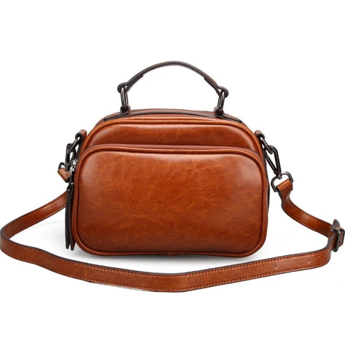 本革】シンプルな英国風ショルダーバッグ ブラウン【レディース