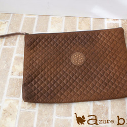 ⋆スエード風クラッチ　ブラウン　2way・別売りショルダー対応 1枚目の画像