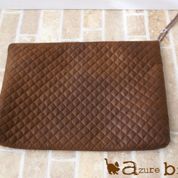 ⋆スエード風クラッチ　ブラウン　2way・別売りショルダー対応 2枚目の画像