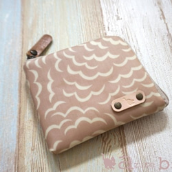 ⋆ミニ財布　リバティ Puff（パフ）グレイッシュピンク×アイボリー 1枚目の画像