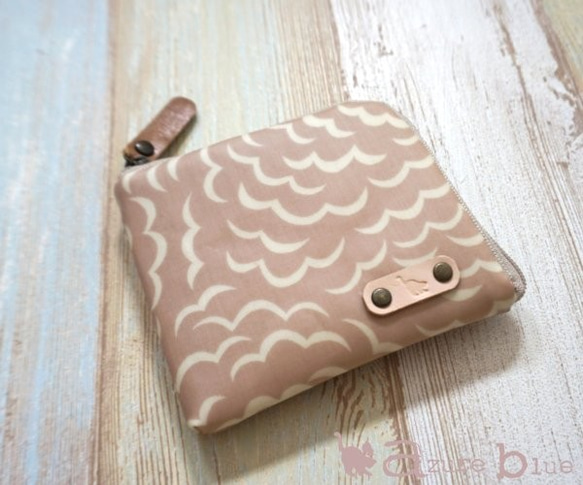 ⋆ミニ財布　リバティ Puff（パフ）グレイッシュピンク×アイボリー 1枚目の画像