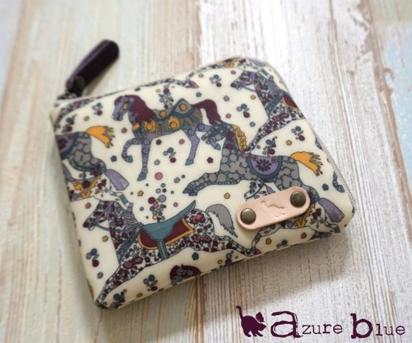 【受注製作】ミニ財布　リバティ My Little Pace（マイ・リトル・ペース）パープル 1枚目の画像