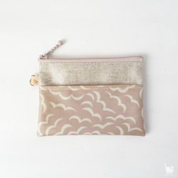 カードポーチ Puff（パフ）グレイッシュピンク×アイボリー　リバティラミネート生地 8枚目の画像