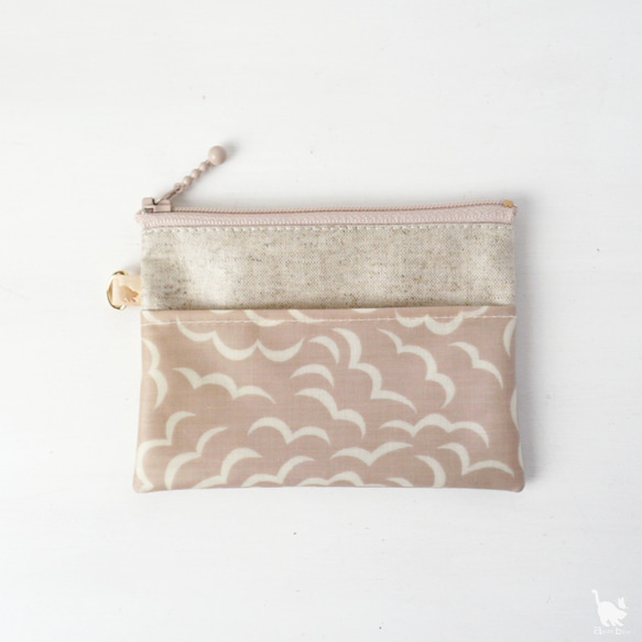 カードポーチ Puff（パフ）グレイッシュピンク×アイボリー　リバティラミネート生地 8枚目の画像