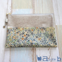 通帳ケース・外ポケット付き　ポケット小 ver.　リバティ Adelajda（アデラジャ）　ネイビー 4枚目の画像