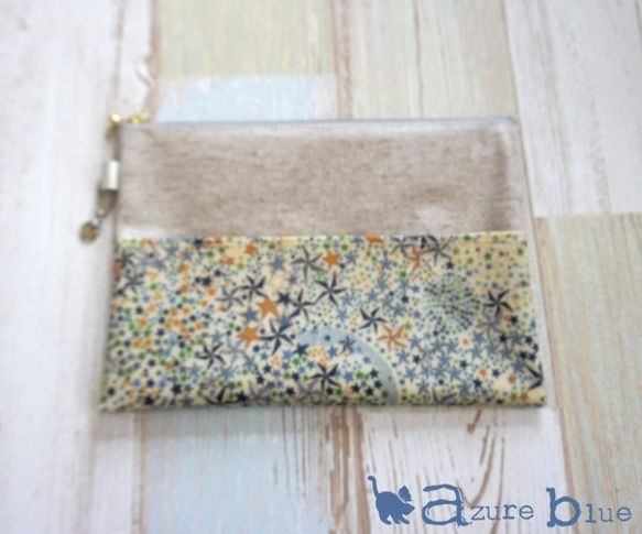 通帳ケース・外ポケット付き　ポケット小 ver.　リバティ Adelajda（アデラジャ）　ネイビー 4枚目の画像