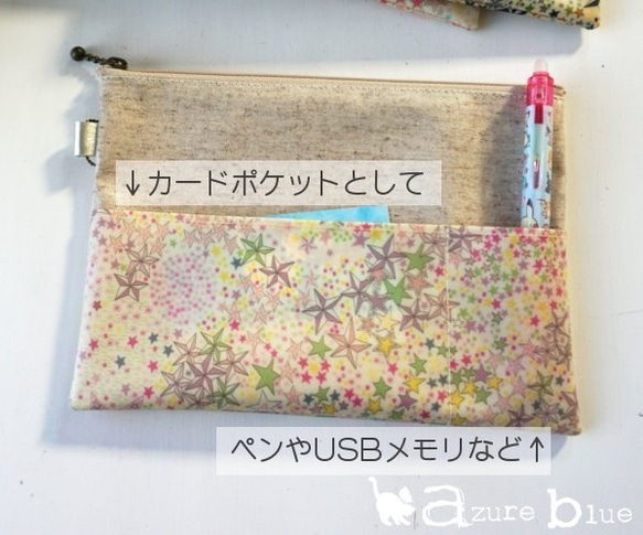 通帳ケース・外ポケット付き　ポケット小 ver.　リバティ Adelajda（アデラジャ）　ネイビー 5枚目の画像