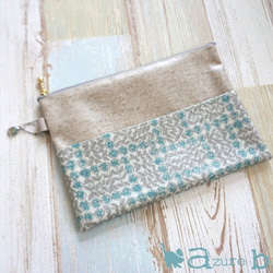 通帳ケース・外ポケット付き　ポケット小 ver.　Sleeping Rose（スリーピング・ローズ）ブルー 1枚目の画像