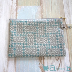 通帳ケース・外ポケット付き　ポケット小 ver.　Sleeping Rose（スリーピング・ローズ）ブルー 3枚目の画像