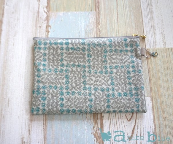 通帳ケース・外ポケット付き　ポケット小 ver.　Sleeping Rose（スリーピング・ローズ）ブルー 3枚目の画像