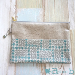 通帳ケース・外ポケット付き　ポケット小 ver.　Sleeping Rose（スリーピング・ローズ）ブルー 4枚目の画像