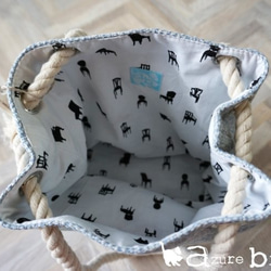 爽やかなリネンツイードの2way巾着バッグ 2枚目の画像