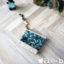 ミニミニポーチ　リバティ Yoshie（ヨシエ）グリーン 1枚目の画像