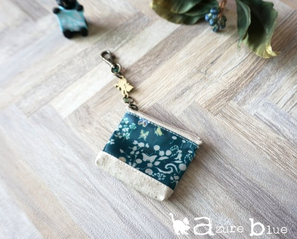 ミニミニポーチ　リバティ Yoshie（ヨシエ）グリーン 1枚目の画像