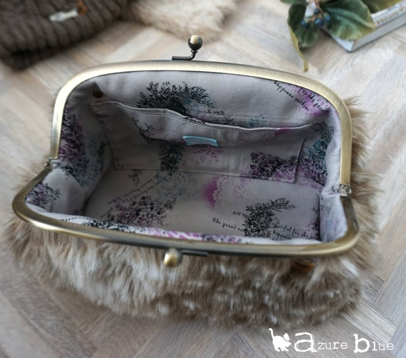 冬の新作＊バンビ柄ファーのがま口バッグ 2way【受注製作】 3枚目の画像