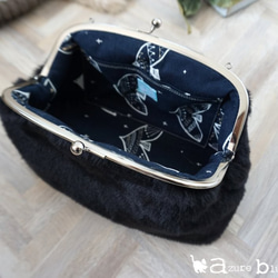 冬の新作＊なめらかファーのがま口バッグ　ブラック【受注製作】 5枚目の画像