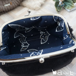 冬の新作＊なめらかファーのがま口バッグ　ブラック【受注製作】 4枚目の画像