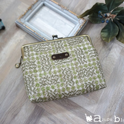 ⋆がま口通帳ケース リバティ Sleeping Rose ティーグリーン 1枚目の画像