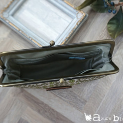 ⋆がま口通帳ケース リバティ Sleeping Rose ティーグリーン 3枚目の画像