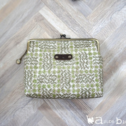 ⋆がま口通帳ケース リバティ Sleeping Rose ティーグリーン 4枚目の画像