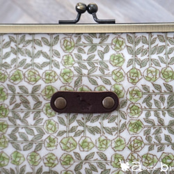 ⋆がま口通帳ケース リバティ Sleeping Rose ティーグリーン 5枚目の画像