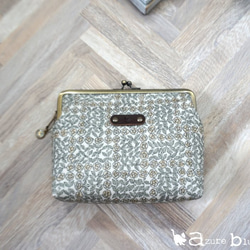 【受注製作】がま口通帳ケース リバティ Sleeping Rose ベージュ 5枚目の画像