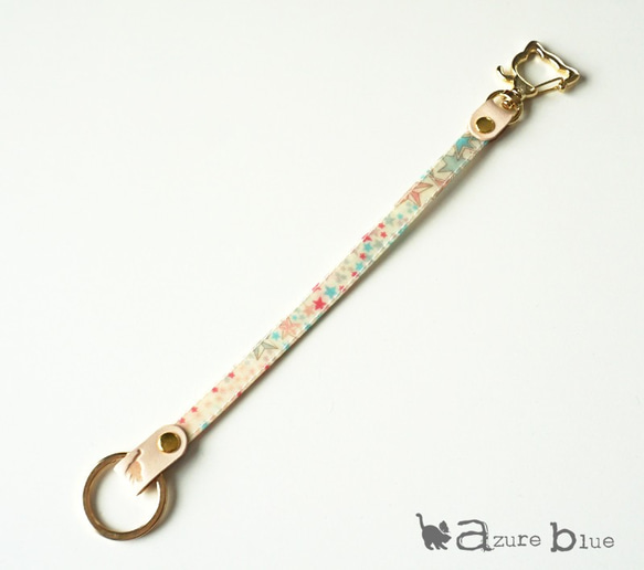 バッグキーホルダー リバティ Adelajda（アデラジャ）ピンクブルー 5枚目の画像