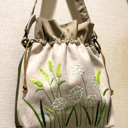 ミナペルホネン choucho イエロー 巾着型バック 丸底バック 巾着バッグ