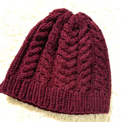 縄編みのニット帽子 4枚目の画像