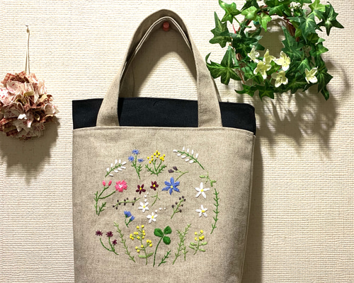 野の花刺繍のバケツトートバック バケツバッグ 桃屋ぴちこ 通販