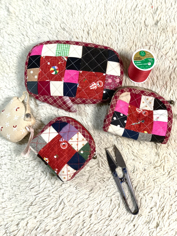 パッチワークキルトのコインパース 小銭入れ・コインケース 桃屋ぴちこ