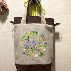 トイプードル刺繍❤︎帆布生地バケツ型トートバッグ トート