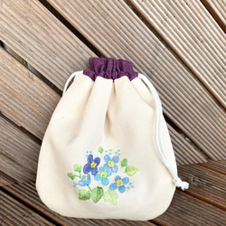 紫陽花の巾着袋 1枚目の画像