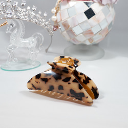 べっ甲　大サイズヘアクリップ強力髪の多い方フランス製パリ超高品質　マーブルべっこう　大人の女性へ 1枚目の画像