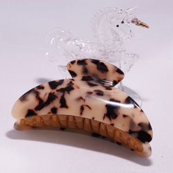 べっ甲　大サイズヘアクリップ強力髪の多い方フランス製パリ超高品質　マーブルべっこう　大人の女性へ 3枚目の画像