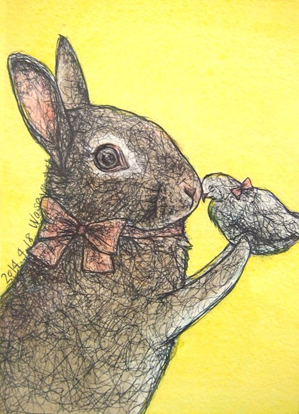 ウサギと鳥 2枚目の画像