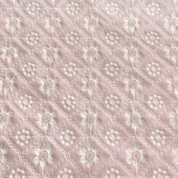 50×140 ピンク刺繍生地 あじさい 花柄 格子柄 うすピンク 刺繍 ブロード 刺繍生地 布マスク用 花柄刺繍 3枚目の画像