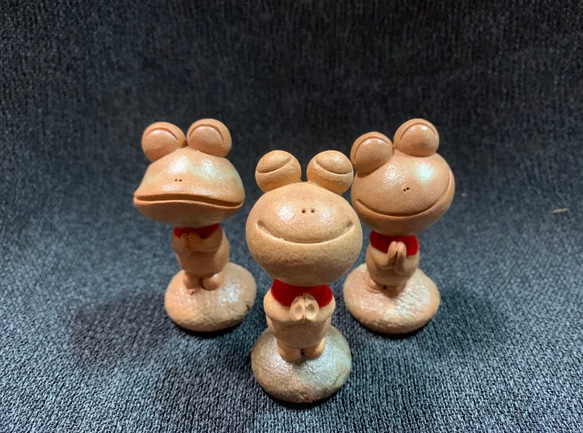 『おねガエル』　萩焼き陶器人形　伝統工芸品 1枚目の画像