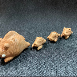 『イノシシの親子』　萩焼き陶器人形　伝統工芸品 2枚目の画像