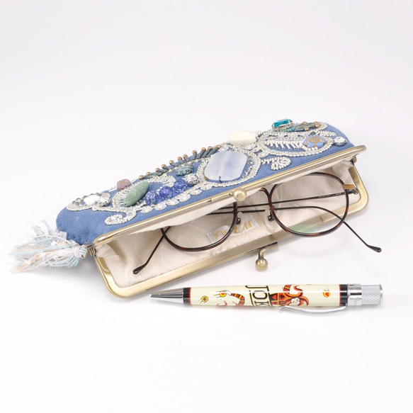 紗布和珠子眼鏡盒/筆盒Gamaguchi Sparkle 49 第4張的照片