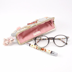 串珠繡花的眼鏡盒/筆盒Gamaguchi Sparkle 51 第4張的照片