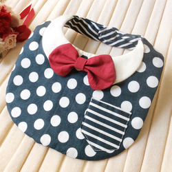 プチギンガムチェックのリボンスタイ☆ハンドメイドベビースタイ