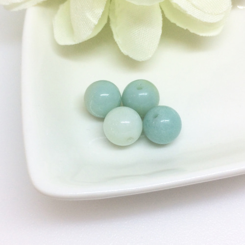 ブルークォーツァイト（アマゾナイト） 約8mm 4粒【天然石 素材